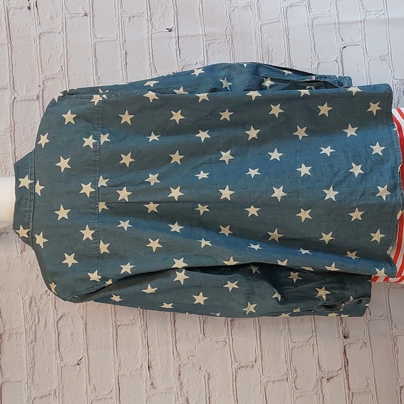 D & co Star Chambray Button Down Shirt Denim & Company Top XXL 2X - Picture 2 of 8